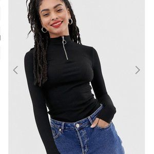 NWT New Look Ribbed Zip up Top